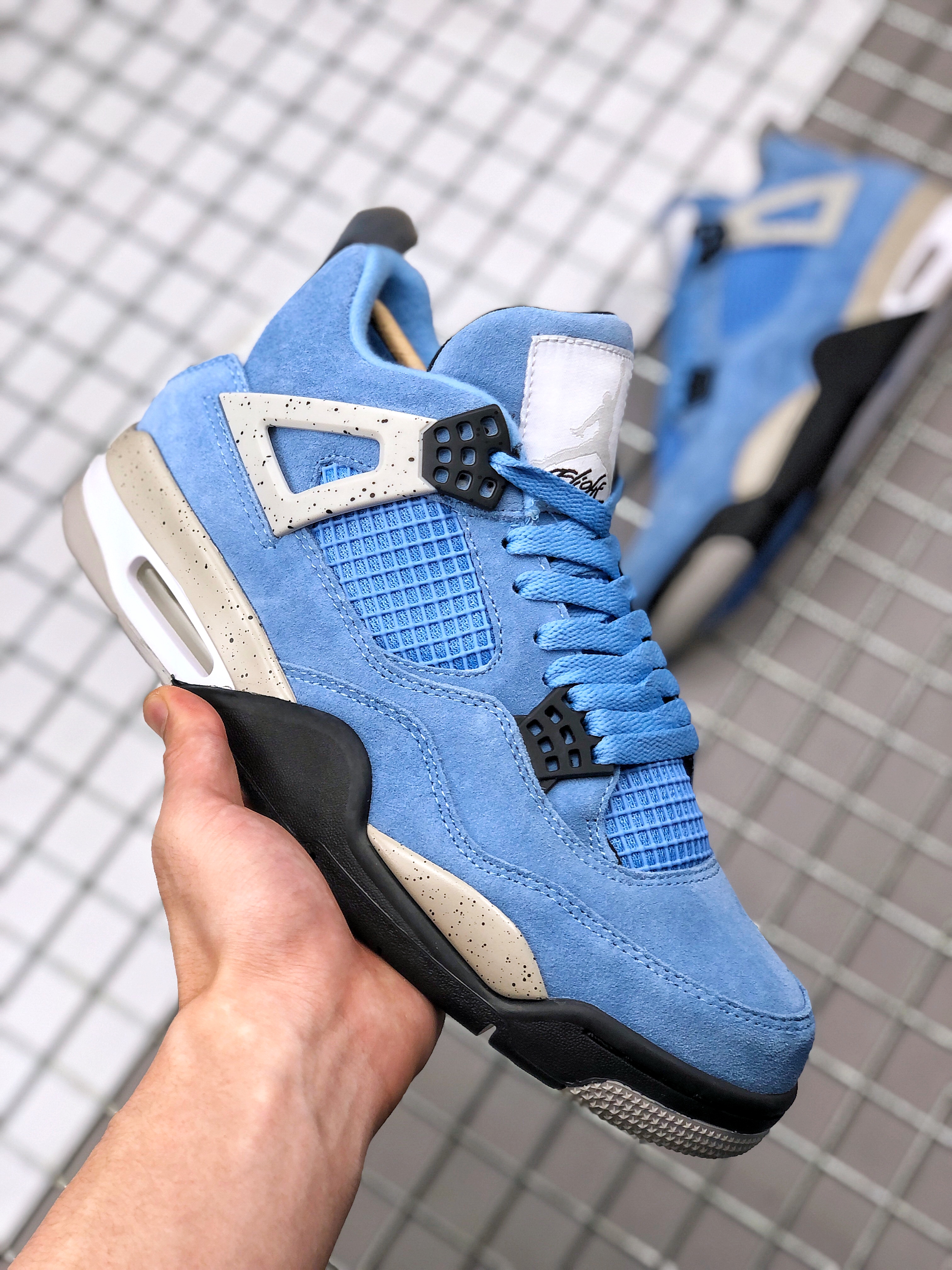 Newest Air Jordan 4 Retro University Blue Black - Click Image to Close